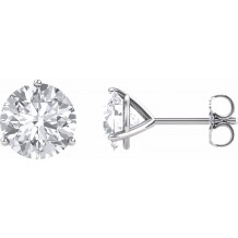 14K White 7.5 mm Round Forever Oneu2122 Moissanite Earrings