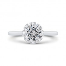 Shah Luxury 14K White Gold Round Cut Diamond Engagement Ring (Semi-Mount)