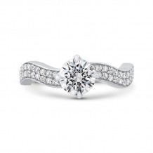 Shah Luxury 14K White Gold Round Diamond Engagement Ring (Semi-Mount)