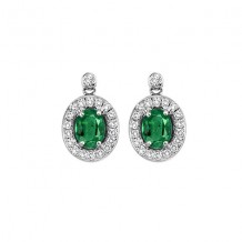 Gems One 14Kt White Gold Diamond (1/4Ctw) & Emerald (7/8 Ctw) Earring