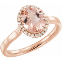 14K Rose Morganite & 1/8 CTW Diamond Ring