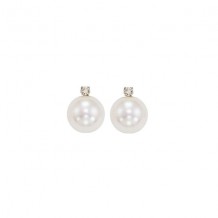 Gems One 14Kt White Gold Diamond (1/20Ctw) & Pearl (1 Ctw) Earring