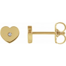 14K Yellow .01 CTW Diamond Solitaire Heart Youth Earrings