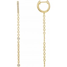 14K Yellow 1/4 CTW Diamond Hinged Hoop Chain Earrings