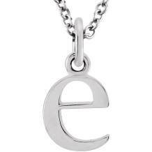 14K White Lowercase Initial e 16 Necklace