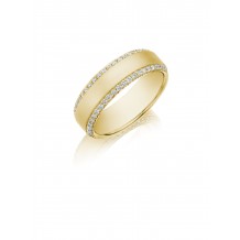 Henri Daussi 7mm Men's Wedding Band MB1 14k Gold Yellow 0.95 Ctw.