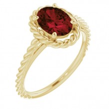 14K Yellow Mozambique Garnet Rope Ring