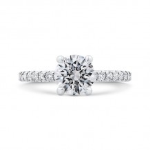 Shah Luxury 14K White Gold Round Cut Diamond Classic Engagement Ring (Semi-Mount)