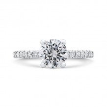 Shah Luxury 14K White Gold Round Cut Diamond Classic Engagement Ring (Semi-Mount)