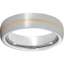 Serinium Domed Band with a 1mm 14K Yellow Gold Inlay