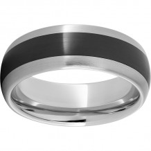 Serinium Domed Band with Black CeramicInlay and Satin Finish