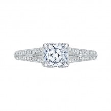 Shah Luxury 14K White Gold Cushion Diamond Engagement Ring with Split Shank (Semi-Mount)