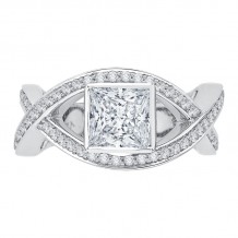 Shah Luxury 14K White Gold Princess Diamond Engagement Ring with Split Shank (Semi-Mount)