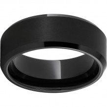 Black Diamond Ceramic Beveled Edge Band with Sandblast Finish