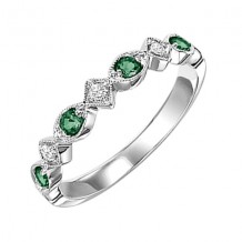 Gems One 10Kt White Gold Diamond (1/20Ctw) & Emerald (1/6 Ctw) Ring