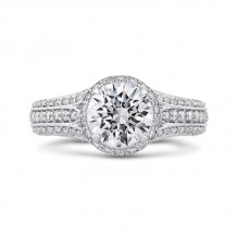 Shah Luxury 14K White Gold Round Diamond Engagement Ring with Split Shank (Semi-Mount)