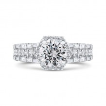 Shah Luxury 14K White Gold Three Row Round Diamond Halo Engagement Ring (Semi-Mount)