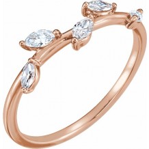 14K Rose 1/4 CTW Diamond Leaf Ring