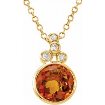 14K Yellow Checkerboard Citrine & .04 CTW Diamond 18 Necklace