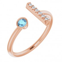 14K Rose Aquamarine & .06 CTW Diamond Bar Ring