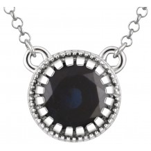 14K White Blue Sapphire September 18 Birthstone Necklace