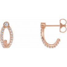 14K Rose 1/3 CTW Diamond J-Hoop Earrings