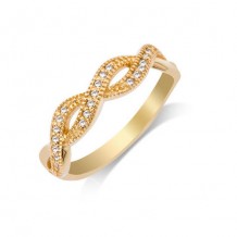 14K Yellow Gold 0.01ct Infinty Stack Diamond Women's Wedding Band