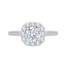 Shah Luxury Round Diamond Halo Engagement Ring In 14K White Gold (Semi-Mount)