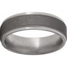 Titanium Flat Band with Grooved Edges and Sandblast Finish