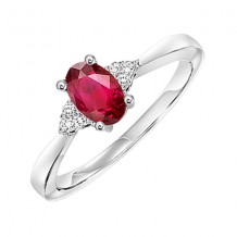 Gems One 10Kt White Gold Diamond (1/20Ctw) & Ruby (1/2 Ctw) Ring