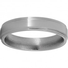 Titanium Flat Band with Grooved Edges and Polished Finish