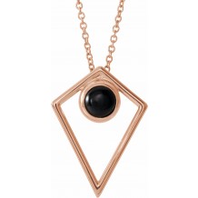 14K Rose Onyx Cabochon Pyramid 16-18 Necklace