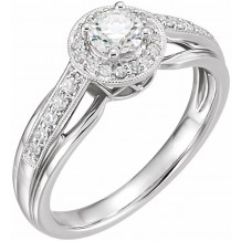 14K White 1/2 CTW Diamond Engagement Ring