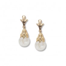 14K Yellow Gold Floating Opal Drop Earrings