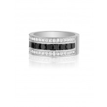 Henri Daussi 9mm Men's Wedding Band  Platinum White B 2.60 Ctw., W 0.75 Ctw. Black Diamond, White Diamond
