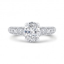 Shah Luxury Oval Diamond Engagement Ring In 14K White Gold (With Center)