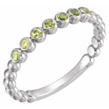 14K White Peridot Stackable Ring