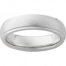 Serinium Domed Band with Grooved Edges and Stone Finish
