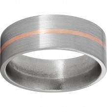 Titanium Flat Band with a 1mm 14K Rose Gold Inlay and Satin Finish