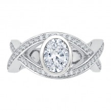 Shah Luxury Oval Diamond Engagement Ring In 14K White Gold with Split Shank (Semi-Mount)