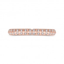 Shah Luxury 14K Rose Gold Double Row Diamond Wedding Band with Round Shank