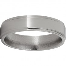 Titanium Flat Band with Grooved Edges and Polish Finish