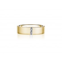 Henri Daussi 6mm Men's Wedding Band MB131 14k Gold Yellow 2 BAG 0.11 Ctw.