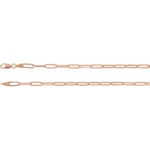 14K Rose 3.85 mm Elongated Flat Link 7 Chain