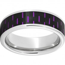 Serinium Pipe Cut Band with Black and Purple Carbon Fiber Inlay
