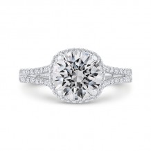 Shah Luxury 14K White Gold Diamond Halo Engagement Ring (Semi-Mount)