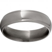 Titanium Domed Band with Grooved Edges