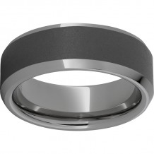 Rugged Tungsten  8mm Beveled Edge Band with Sandblast Finish