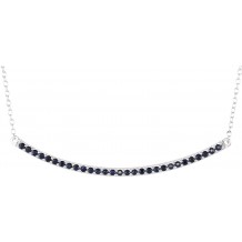 14K White Blue Sapphire Bar 16-18 Necklace