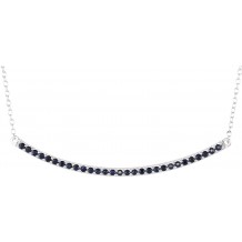 14K White Blue Sapphire Bar 16-18 Necklace